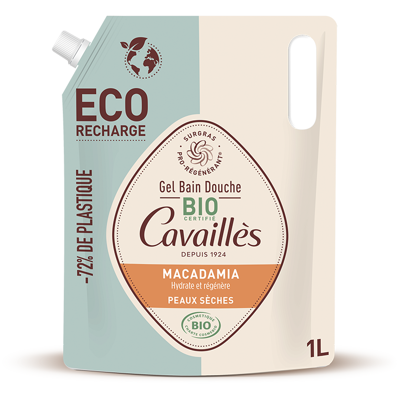Eco-Recharge Gel Bain Douche certifié Bio <br><b>Macadamia </b>  Cavaillès