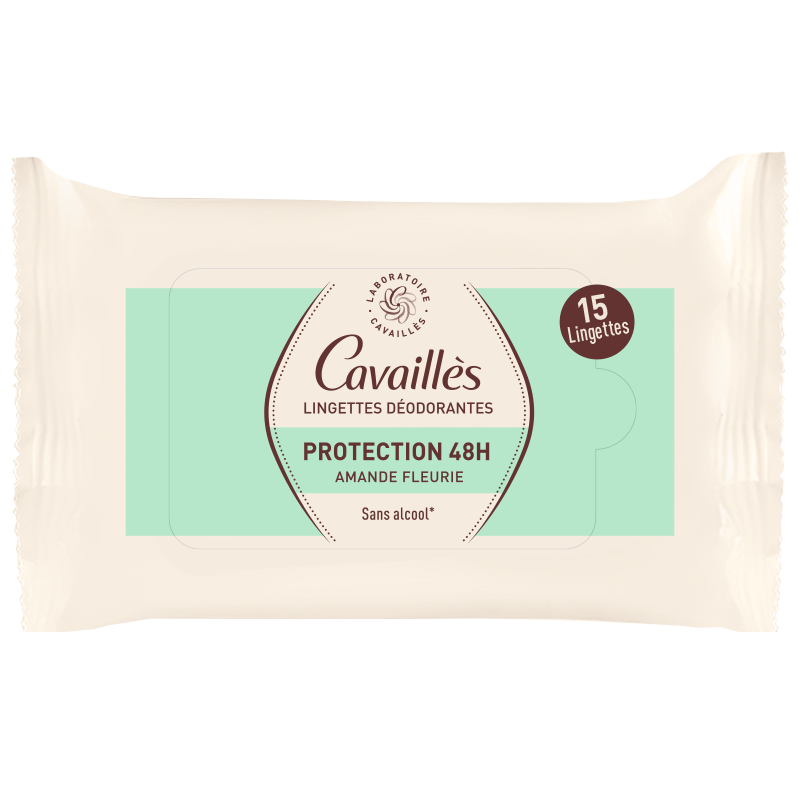 Lingettes Déodorantes Amande Fleurie<br><b>Protection 48H</b>  Cavaillès
